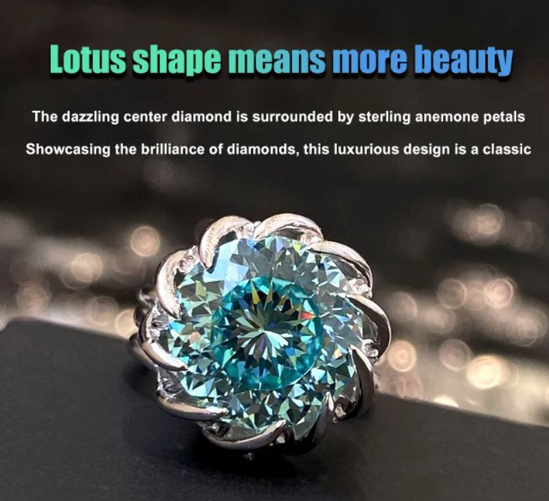 Skanto | 6 Karat Paraiba Blågrønn Lotus Diamant Ring