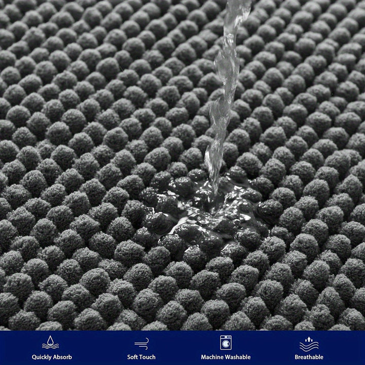 Rund LuxeChen Badmat Ultra-Myk Chenille – Antiskli & Hur tørk | Skanto