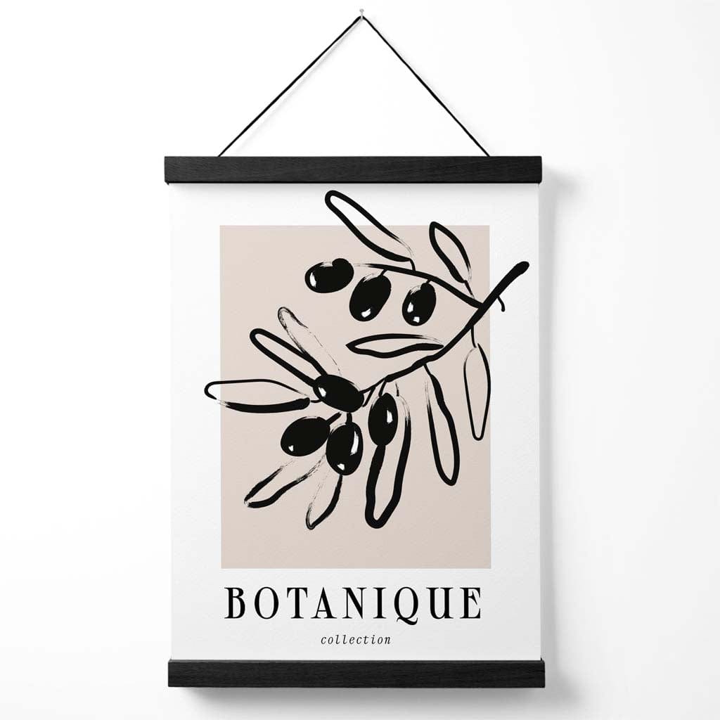 Beige-svart olivengrønn bohemsk blomsterplakat med oppheng