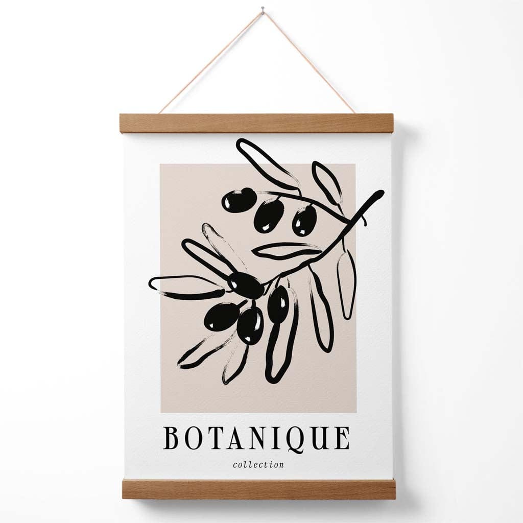 Beige-svart olivengrønn bohemsk blomsterplakat med oppheng