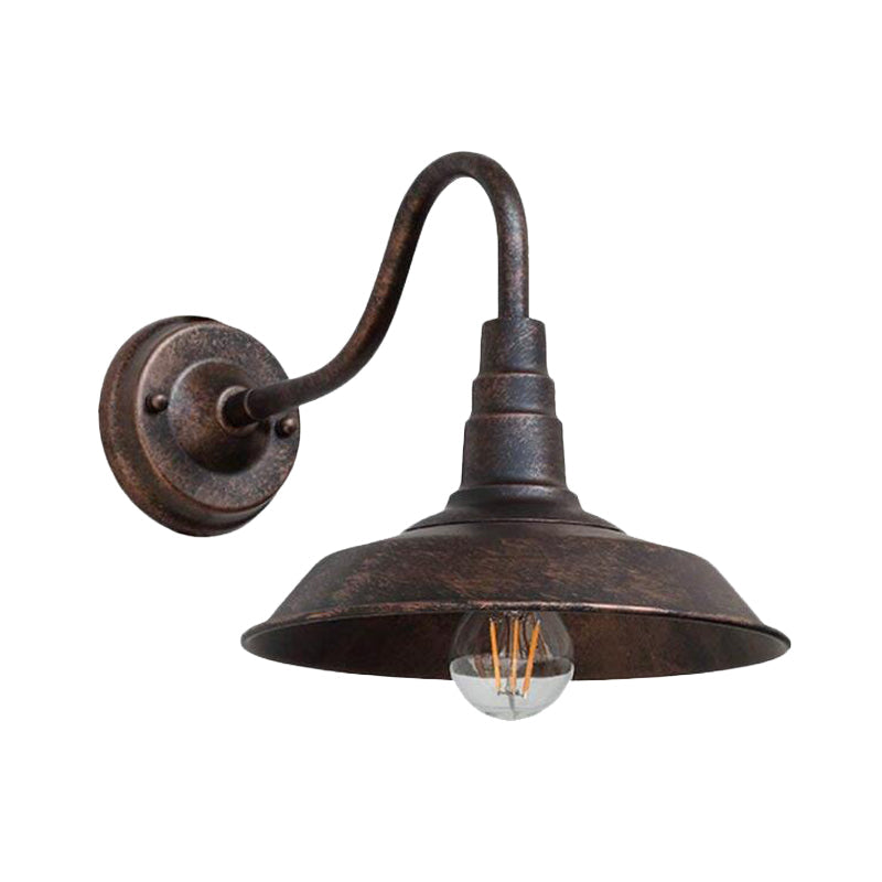 1 Pære Jern Vegglampe Rustikk Svart Finish Låve Nattbord Vegglys med Gåsehals Arm | Skanto
