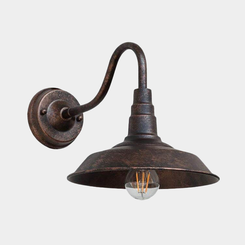 1 Pære Jern Vegglampe Rustikk Svart Finish Låve Nattbord Vegglys med Gåsehals Arm | Skanto