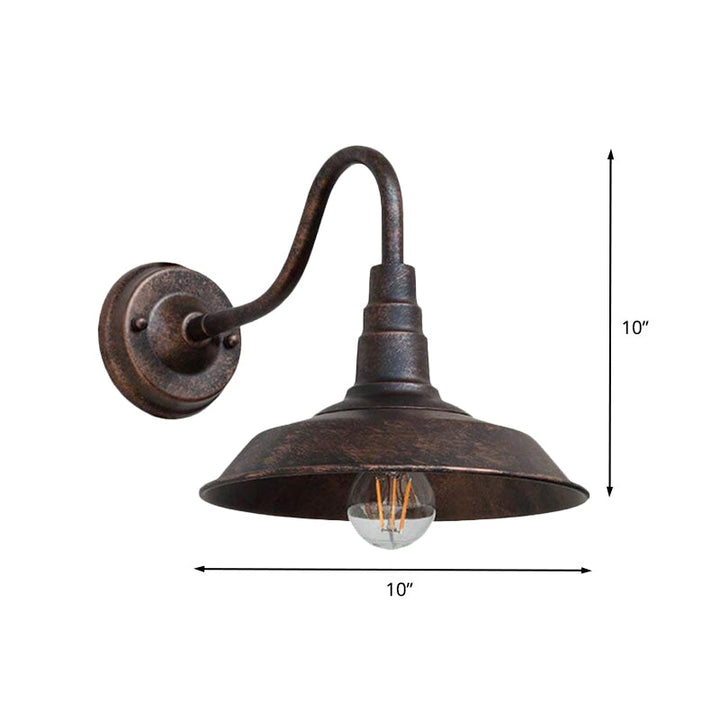 1 Pære Jern Vegglampe Rustikk Svart Finish Låve Nattbord Vegglys med Gåsehals Arm | Skanto