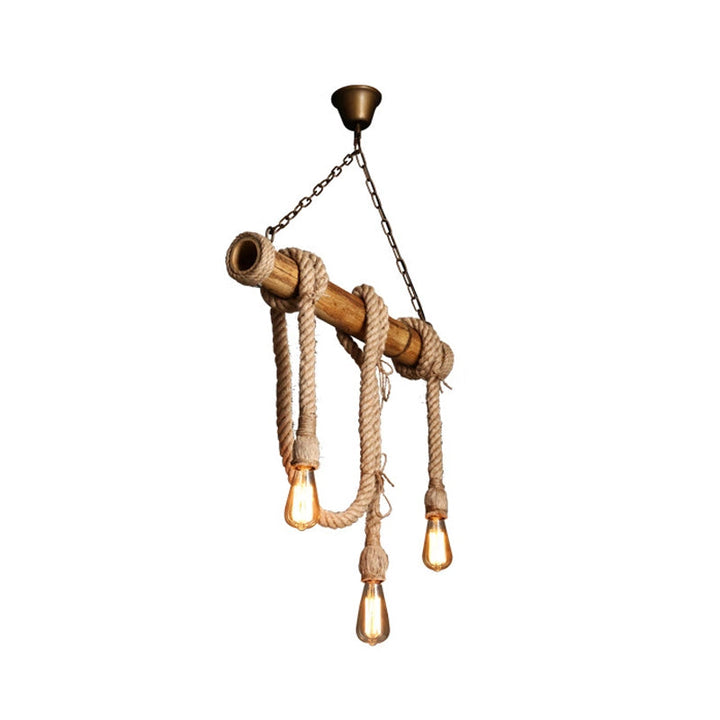 Skanto | Industriell Justerbar Taklampe laget av Bambus med Tau