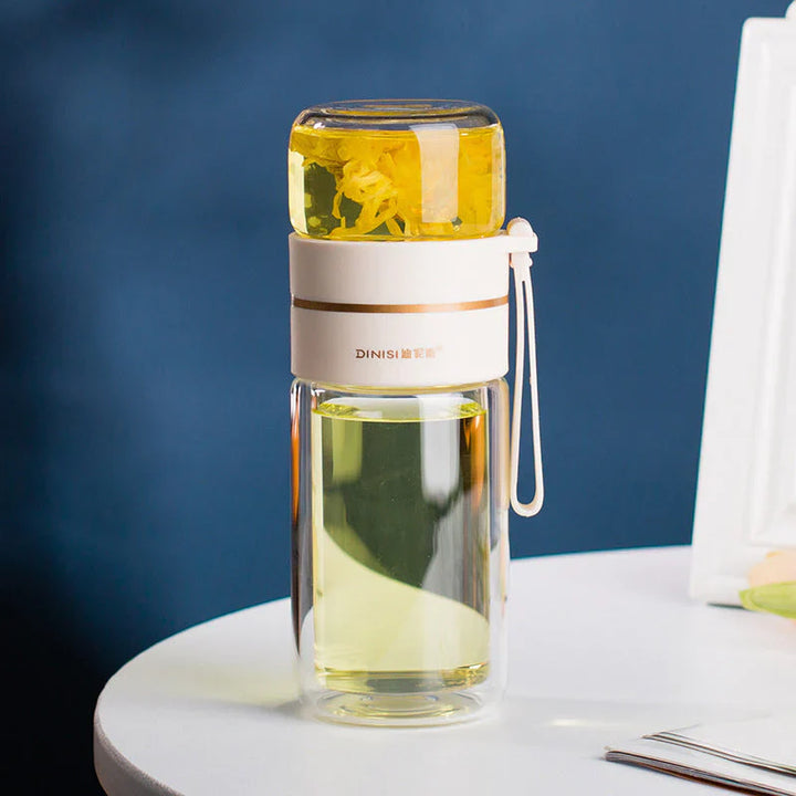 Skanto | Dobbelveggs glassflaske med tefilter og infusor