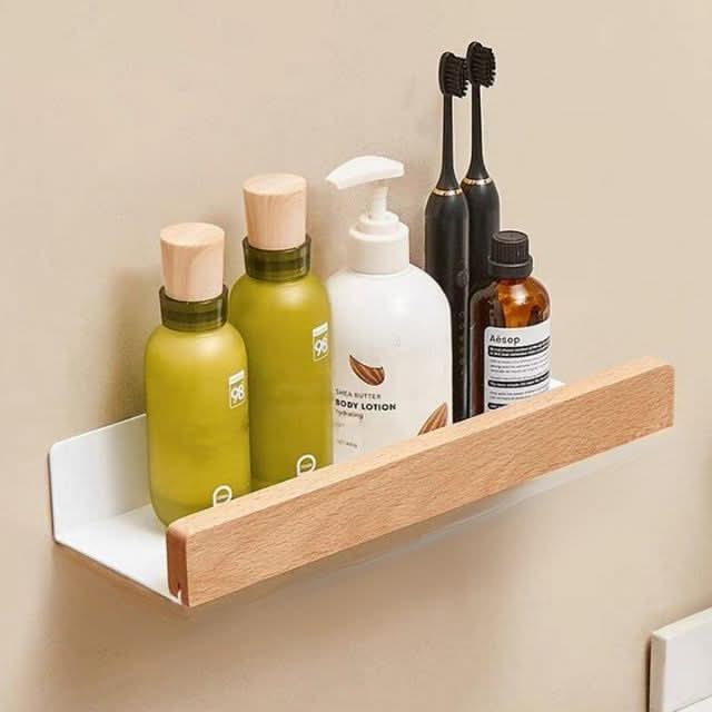 Skanto | No-Drill Solid Wood Baderom Vegg Regal