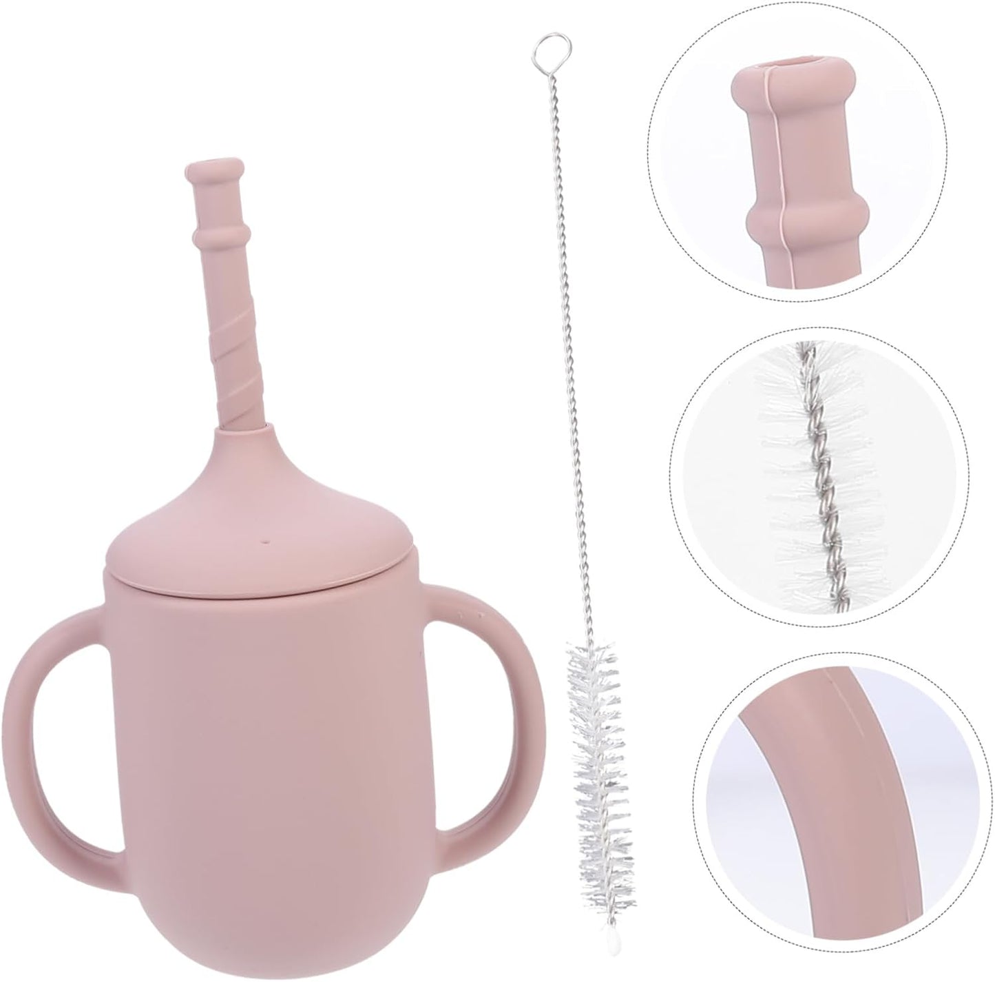 Norvo | Silikon Drikke Læring Kopp for Babyer – Lekkasjesikker Kopp med Håndtak og Sugrør