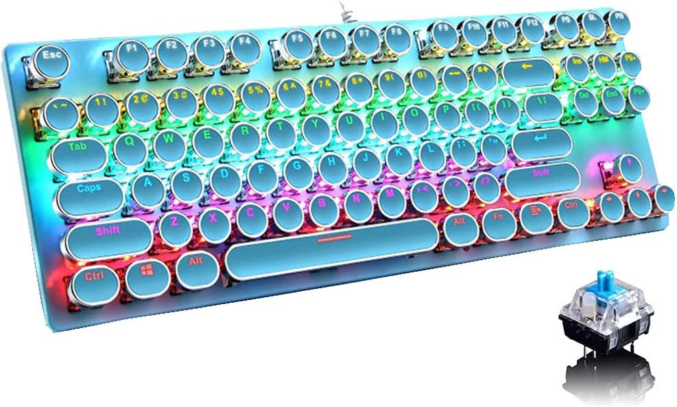 Skanto | 87-Tast Mekanisk Gaming Tastatur RGB Bakgrunnsbelyst Blå Bryter