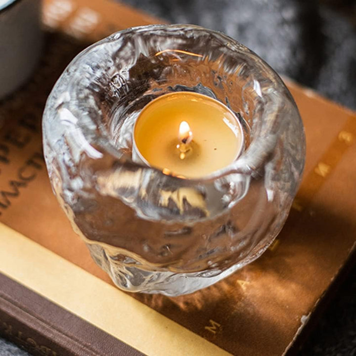 Skanto | Glass Tealight Holder – Dekorativt Lysestake laget av Klart Glass for Koselig Belysning