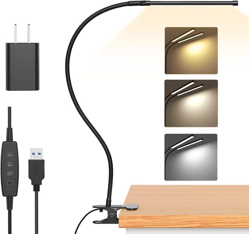 Skanto | 77 LED Skrivebord Klemme Lampe med USB Strøm & Fleksibel Gåsehalefeste – Serava
