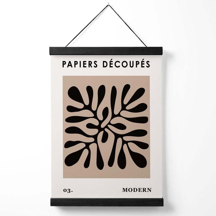 Beige og svart Matisse-stil plakat med blomsterutklipp og oppheng
