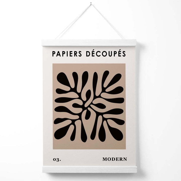 Beige og svart Matisse-stil plakat med blomsterutklipp og oppheng