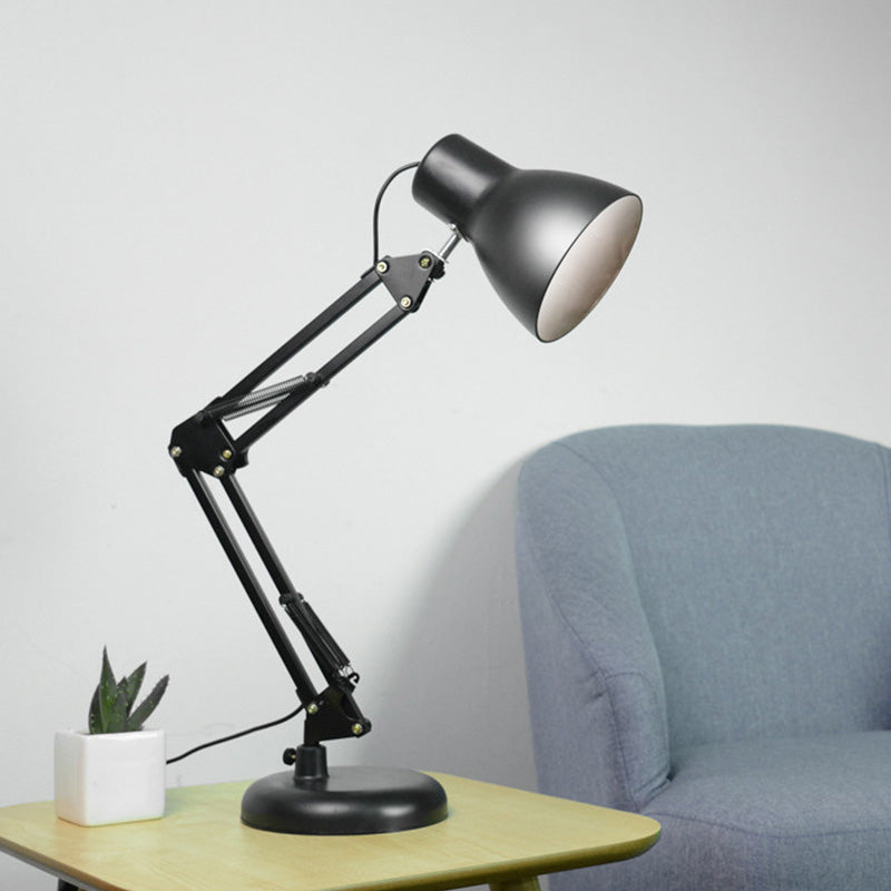 Norvo | Svart 1 Lys Oppgavebelysning Industristil Metall Konisk Skjerm Justerbar Skrivebordslampe i Svart for Kontor
