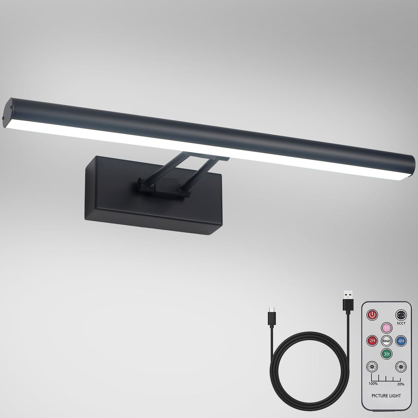 Norvo | Howmzon Bildebelysning, 13.5&quot; Kunstbelysning, Svart Bildebelysning Batteridrevet, 3Cct, Trådløse Bildebelysninger Med Fjernkontroll, Lys Over Bildeinnramming For Veggmaling(Svart)