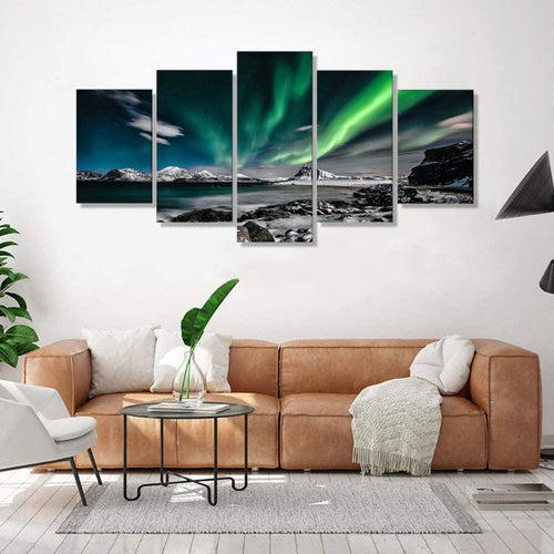 5-delt Aurora Landskap Lerret Veggkunst Maleri | Skanto