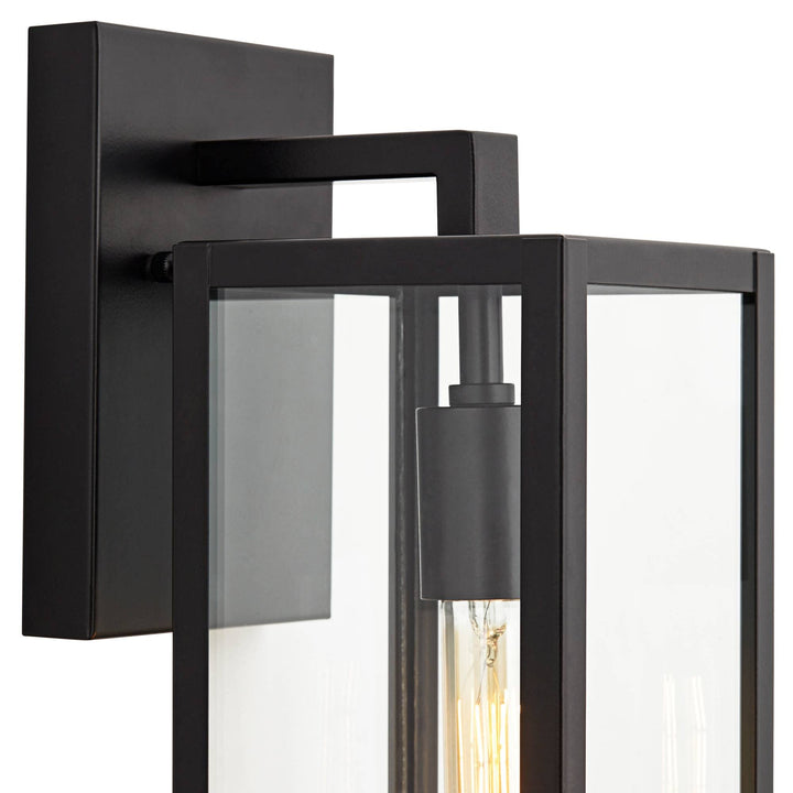 Skanto | John Timberland Titan Moderne Utendørs Vegglampe, Svart Metall Med Klart Glasspanel