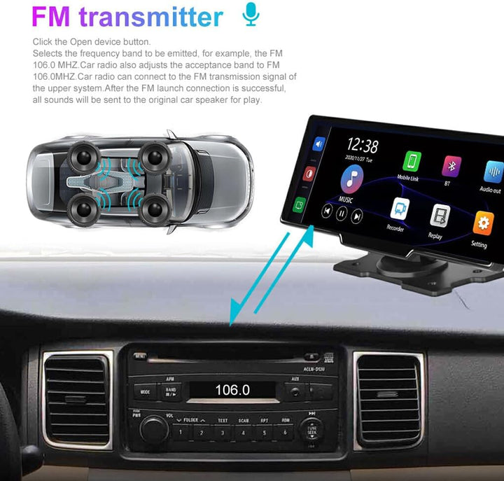 Skanto | CarVision Pro – Smart Bilskjerm med Apple CarPlay, Android Auto & Dashkamera