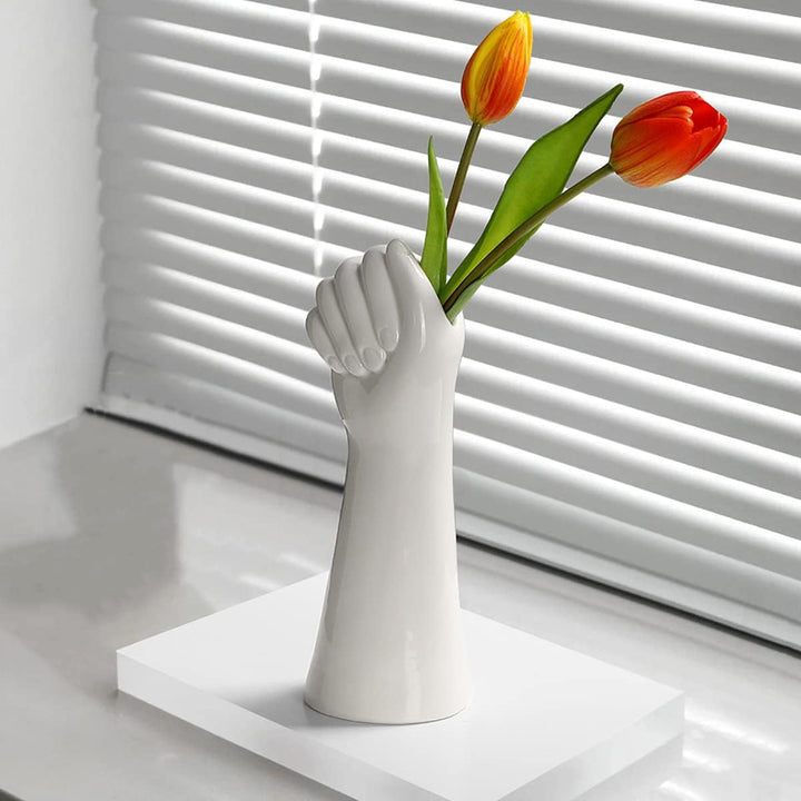 Skanto | Nordisk Stil Gylden Hånd Keramikk Vase - Moderne Dekorativ Midtpunkt for Hjem & Kontor