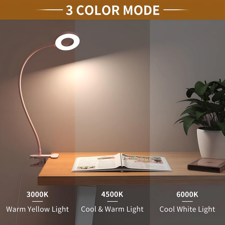 Skanto | 3 fargemodi LED-bordklemmlampe med & fleksibel gåsnek – Selvara (1+1 GRATIS)