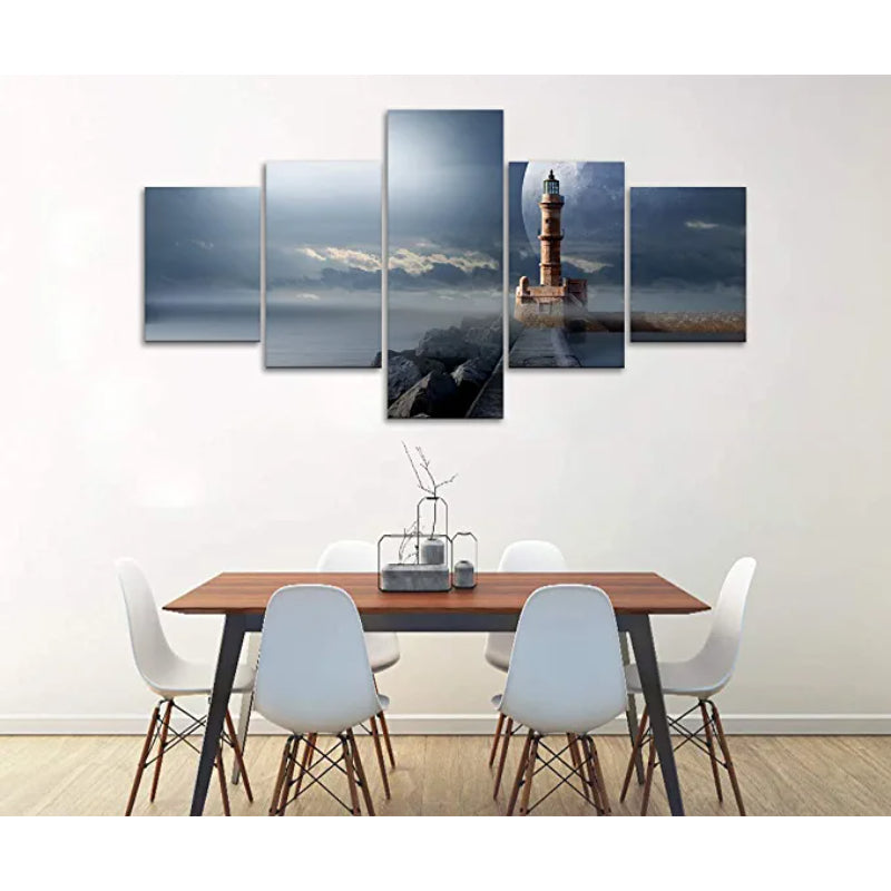 5 stk Leuchtturm nattbilder kunstverk lerretsutskrift | Skanto