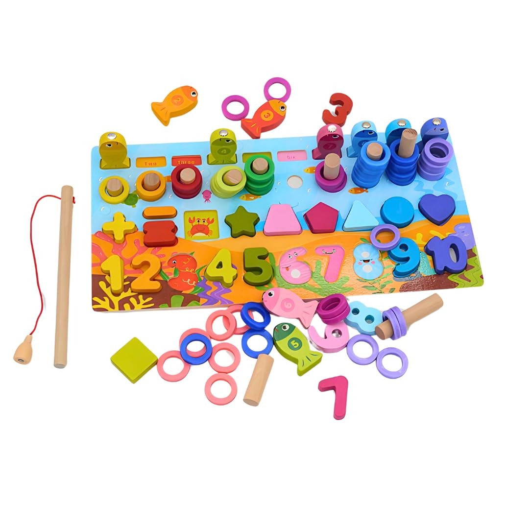 Norvo | EcoToys NumPuzzle | Lære å telle med moro - Tre Montessori tallpuzzle & fiske spill