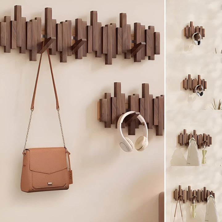 Stilig garderobe i tre – FlexiSkanto magnetiske kroker for bedre organisering | Ideell for soverommet
