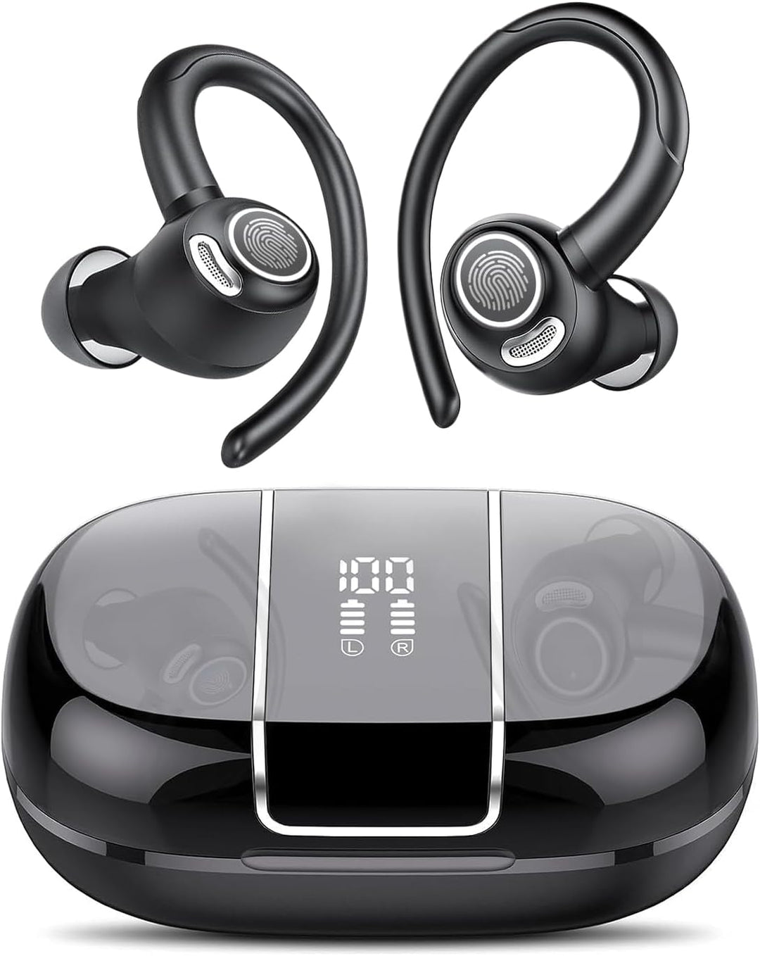 Skanto | Trådløse Bluetooth 5.3 sportøretelefoner med støyreduksjon og 48 timers avspilling – Zeyora