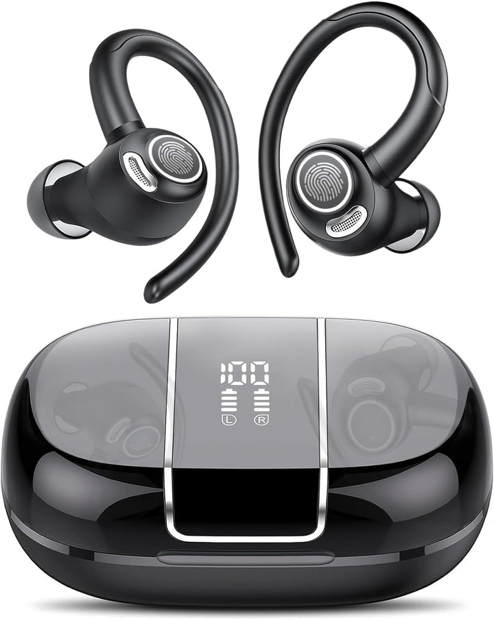 Skanto | Trådløse Bluetooth 5.3 sportøretelefoner med støyreduksjon og 48 timers avspilling – Zeyora