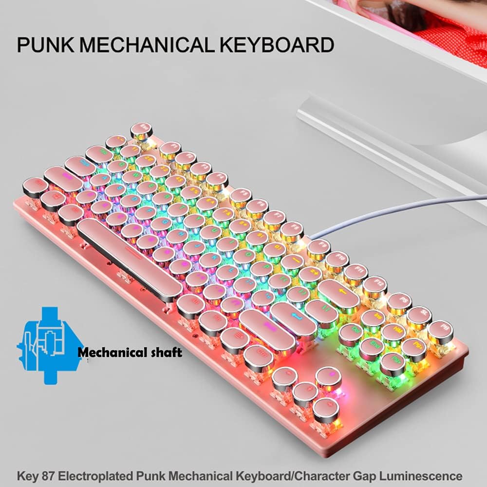 Mechanische Gaming-Tastatur med 87 Tasten, RGB-Hintergrundbeleuchtung og blauen Schaltern