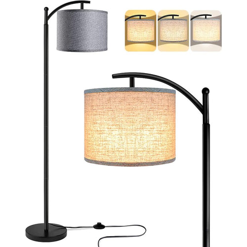 Skanto | Gulvlampe med 3 fargetemperaturer LED-pære, gulvlampe høy industriell gulvlampe for lesing på soverom, kontor, hvit lampeskjerm inkludert