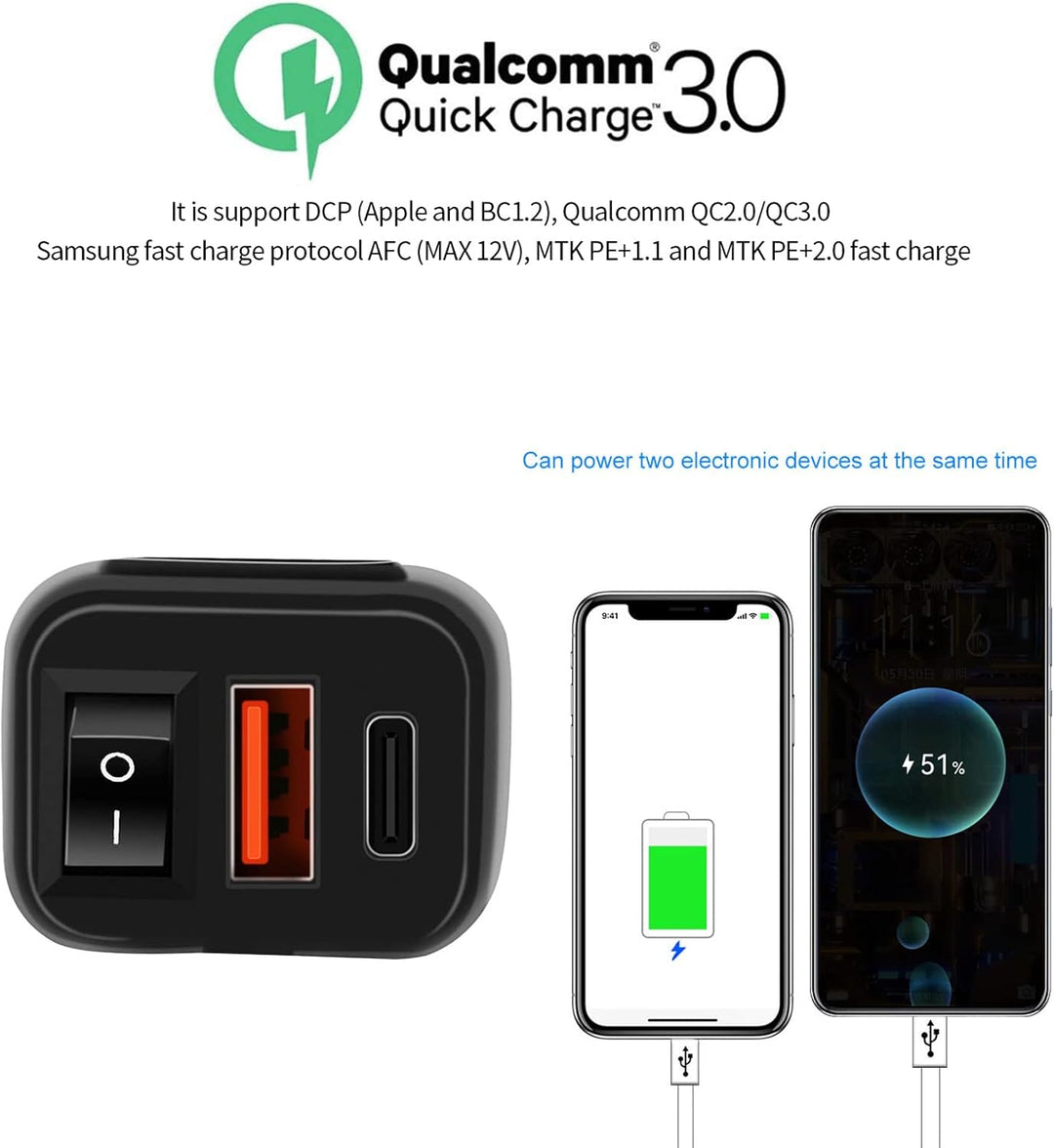 Skanto | Motorsykkel USB- og Type-C Hurtiglader med Voltmeter – Drayvik