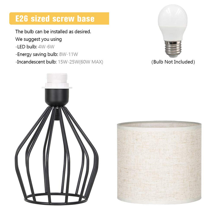 Skanto | Haitral Svart Moderne Bordlampe - Minimalistisk Nattbordlampe Med Lin-Skjerf For Soverom & Stue