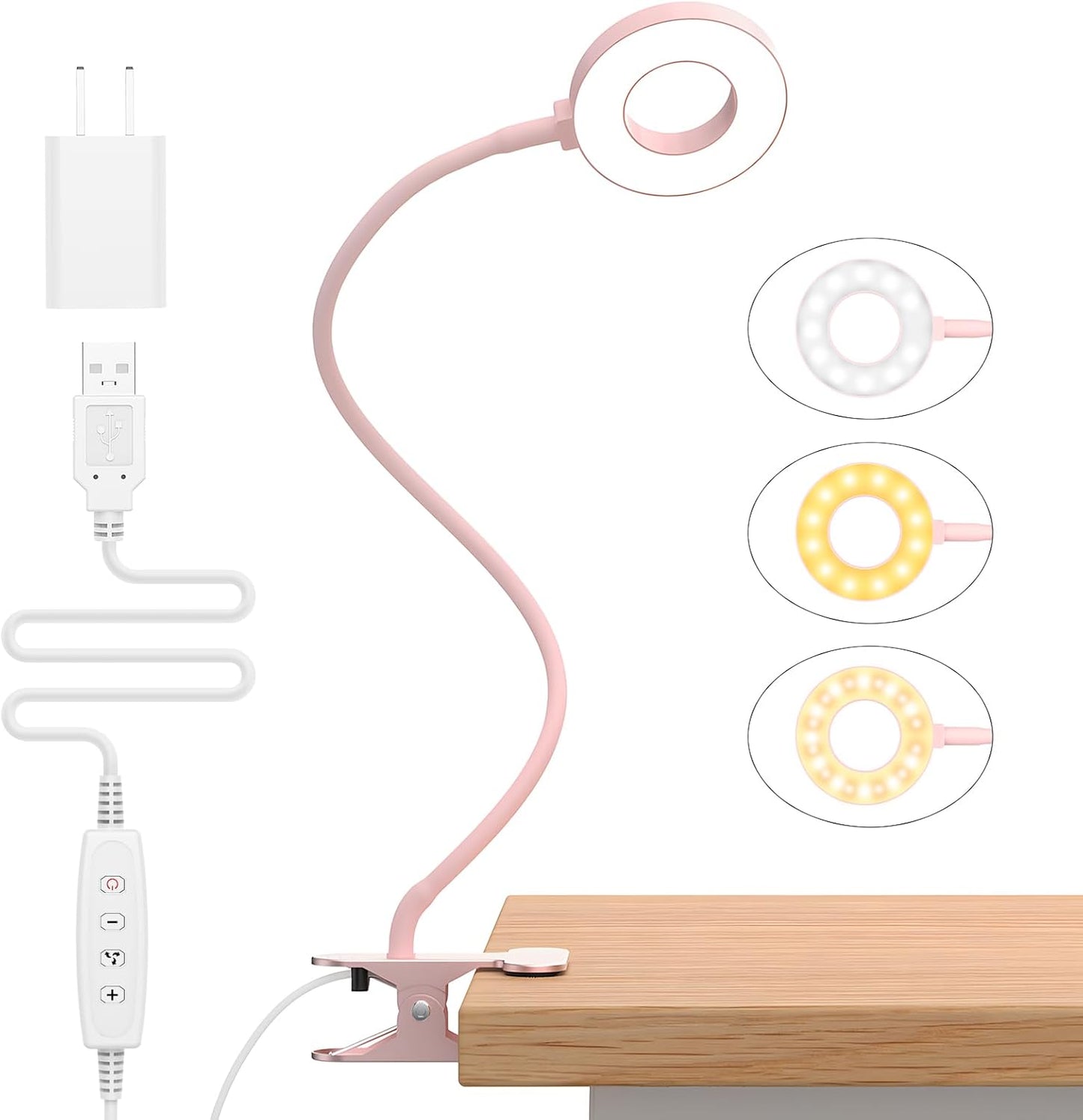 Norvo | 3 Farge Modus LED Skrivebord Klem Lampe med & Fleksibel Gås Nakke – Selvara (1+1 GRATIS)