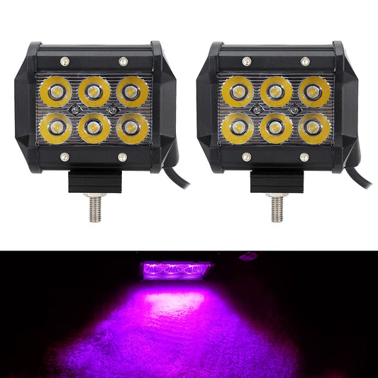 Norvo | Lilla Rosa Led Neon Dekorasjon Arbeidslys Bar 18W 4&quot; Spotlys Bar Pod For Off-Road Pick-Up Van Båt Traktor Dekk Trailer Navigasjon Vanntette Signallys 12V 24V