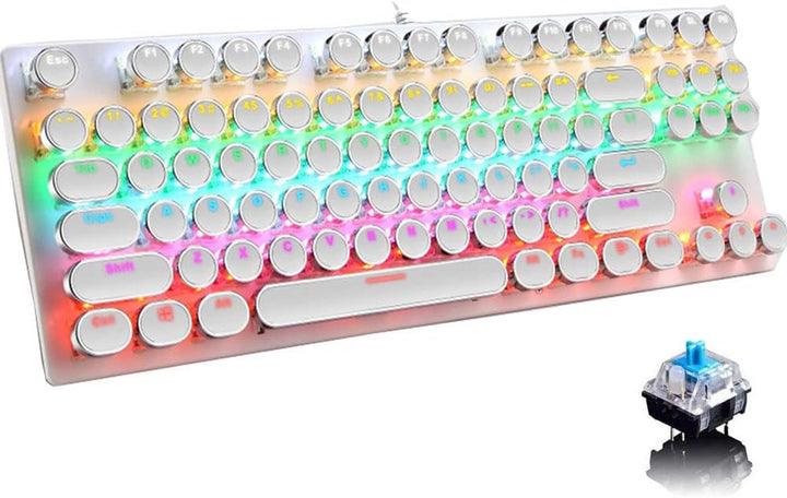 Mechanische Gaming-Tastatur med 87 Tasten, RGB-Hintergrundbeleuchtung og blauen Schaltern