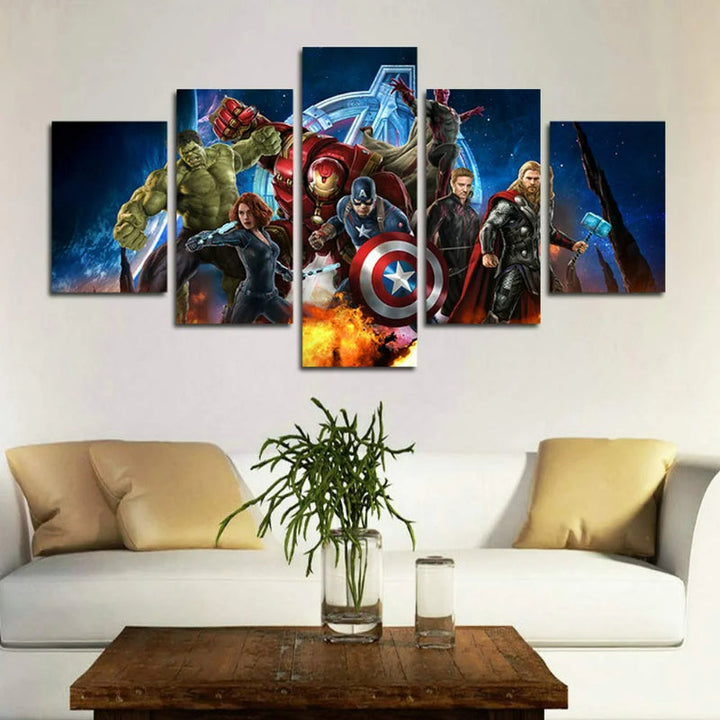 Sett med 5 Avengers-superhelter veggmalerier