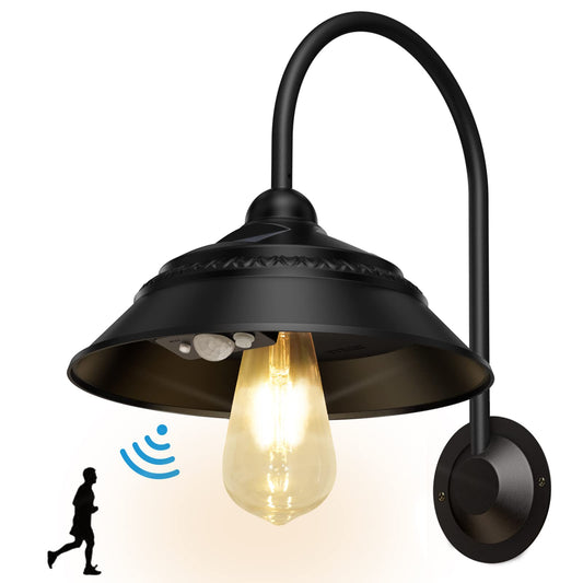 Norvo | Ufelizor Solar Barn Light - Vanntett Utendørs Vegglampe Med 3 Moduser & Bevegelsessensor, Svart