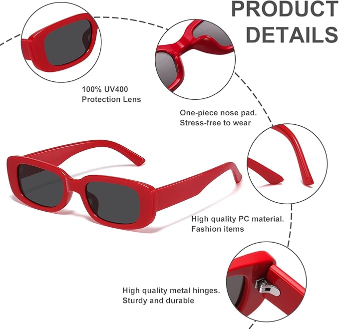 Retro Rectangular Y2K Sunglasses - Aria | Skanto