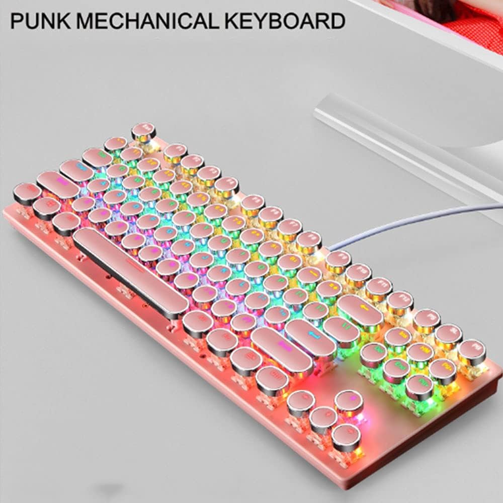 Mechanische Gaming-Tastatur med 87 Tasten, RGB-Hintergrundbeleuchtung og blauen Schaltern