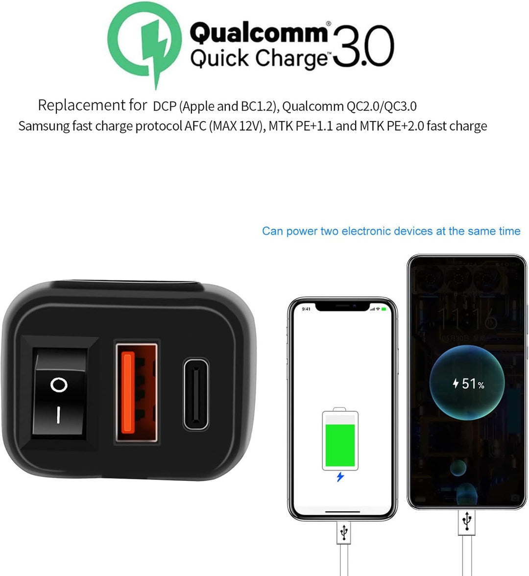 Skanto | Motorsykkel USB- og Type-C Hurtiglader med Voltmeter – Drayvik
