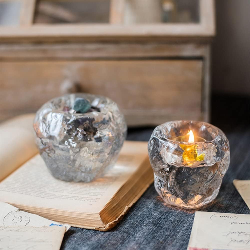 Skanto | Glass Tealight Holder – Dekorativt Lysestake laget av Klart Glass for Koselig Belysning