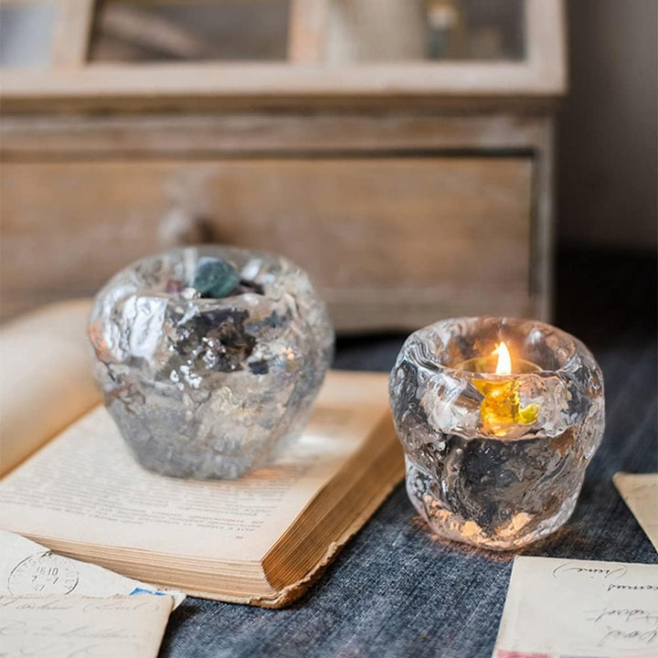 Skanto | Glass Tealight Holder – Dekorativt Lysestake laget av Klart Glass for Koselig Belysning