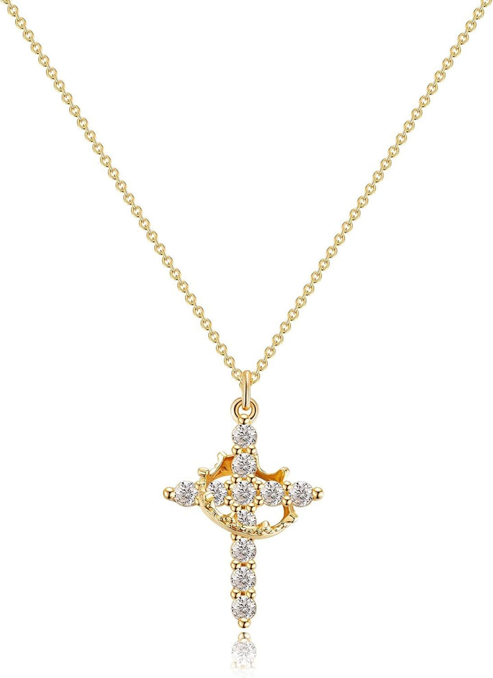 Skanto | Elegant 18K Gull Kubisk Zirkonia Kors Kjede