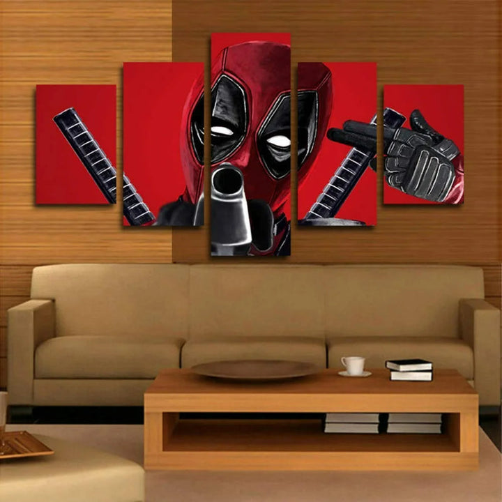 Set med 5 Deadpool-veggbilder