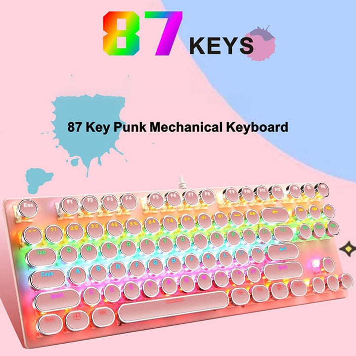 Skanto | 87-Tast Mekanisk Gaming Tastatur RGB Bakgrunnsbelyst Blå Bryter