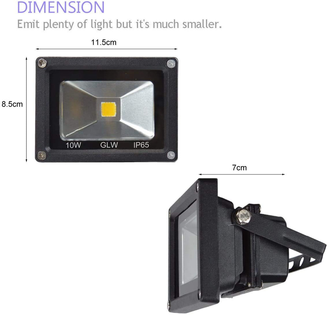 Skanto | Glw 10W Led Flomlys 2 Pakke - Varm Hvit Utendørslys, 750Lm, Halogen Ekvivalent
