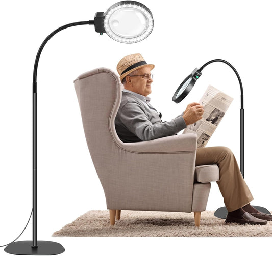 Norvo | Full-sides forstørrelsesglass med LED-lys – Håndfri lesehjelp for bøker, håndverk og hobbyer