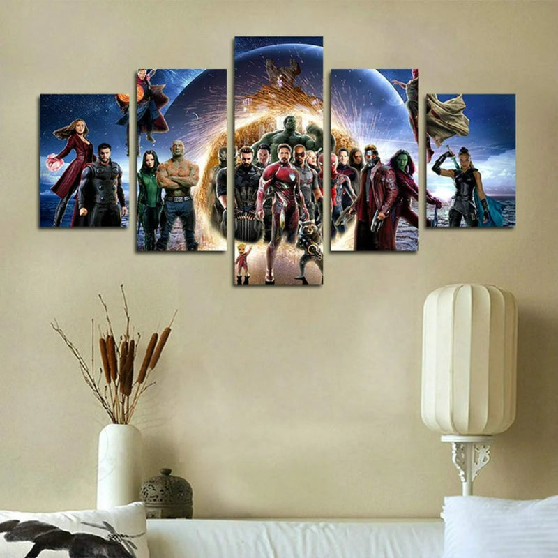 Sett med 5 dekorative Infinity War veggkunstverk