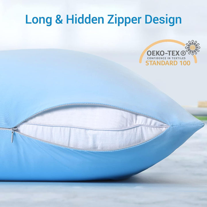 2-Pack Premium Silky Super Cooling Blue Pillowcases – Extreme Q-Max 0.5 | Skanto