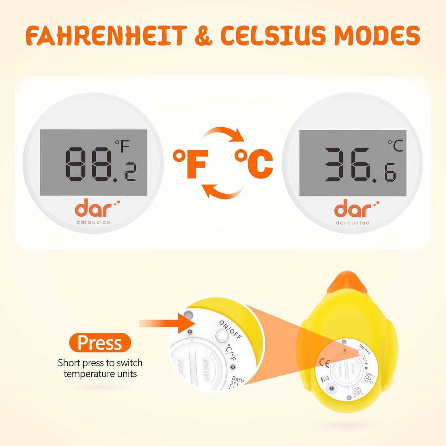 Norvo | AquaTrygg Baby Badetermometer – Digital Skjerm med 3 Farger og Temperaturvarsling